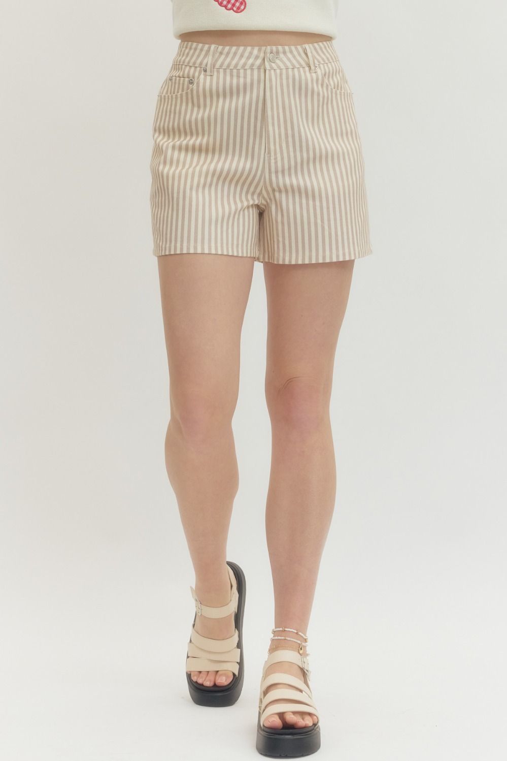 Ecru Striped Shorts