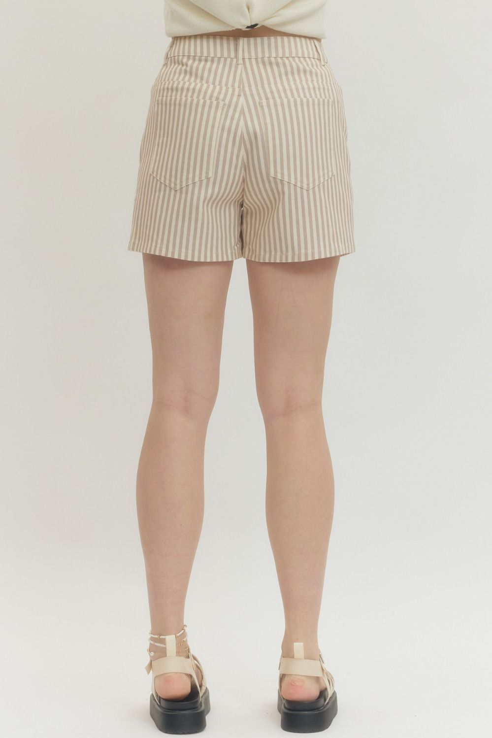 Ecru Striped Shorts
