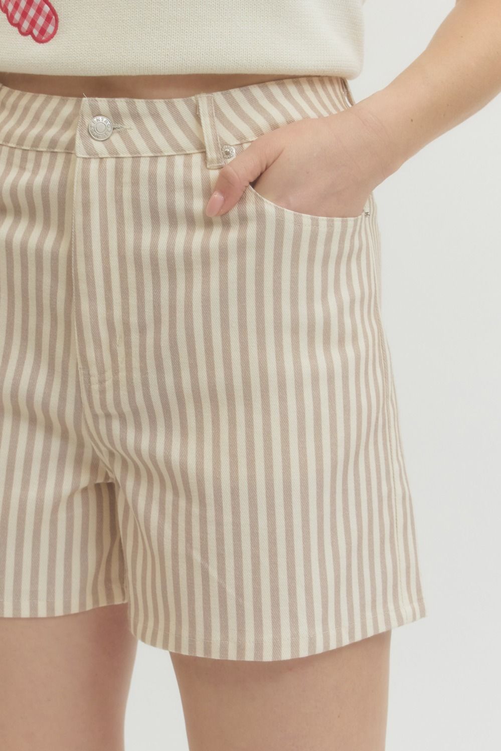 Ecru Striped Shorts