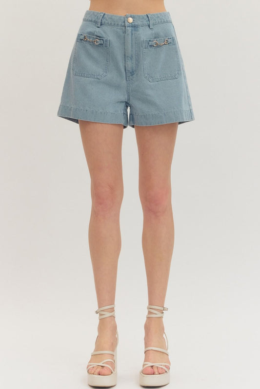 Horse Bit Denim Shorts