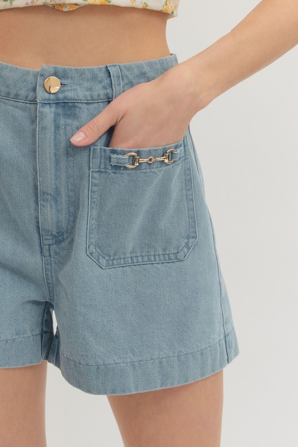 Horse Bit Denim Shorts