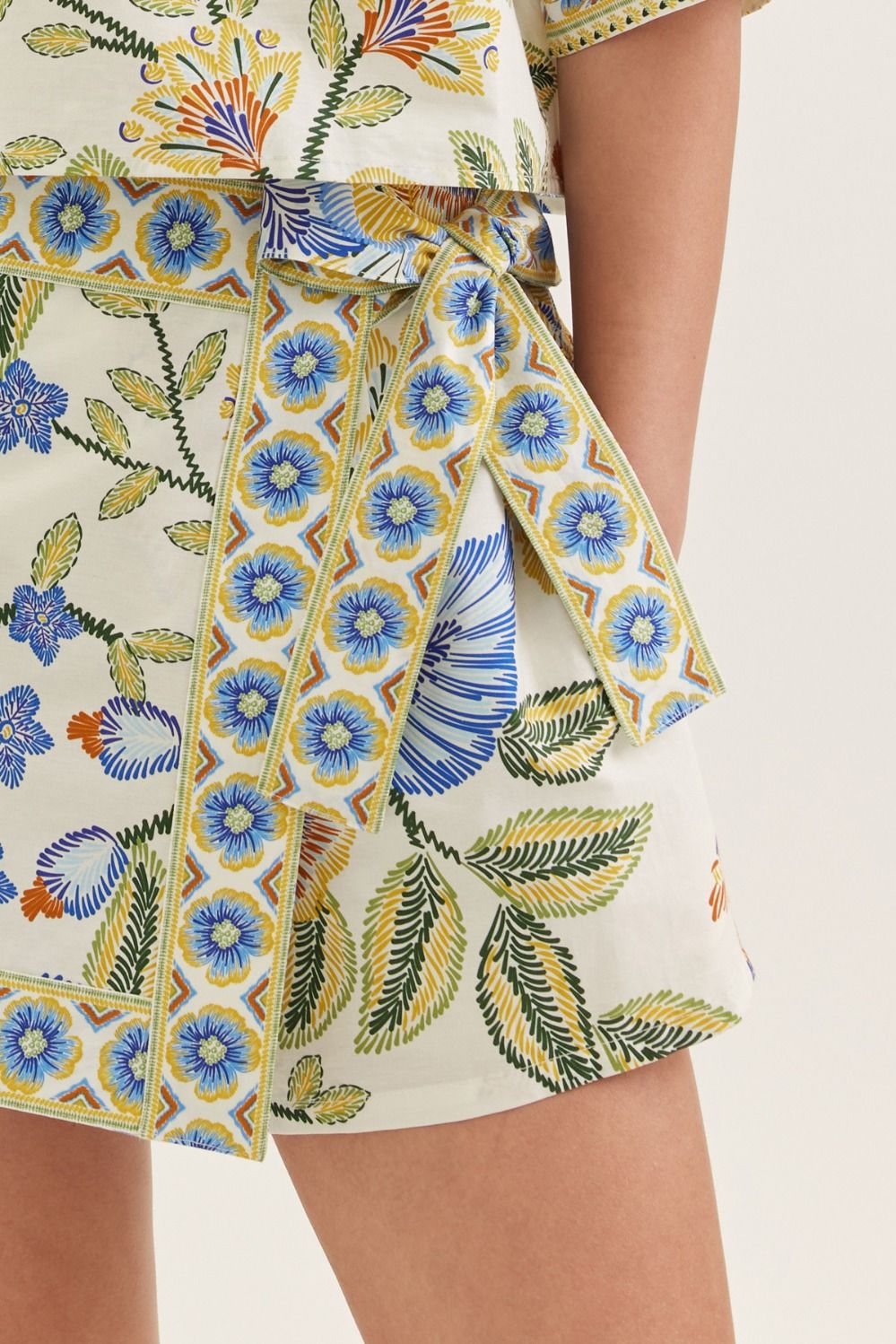 Light Blue Botanical Print Short Sleeve Top (part of a set)