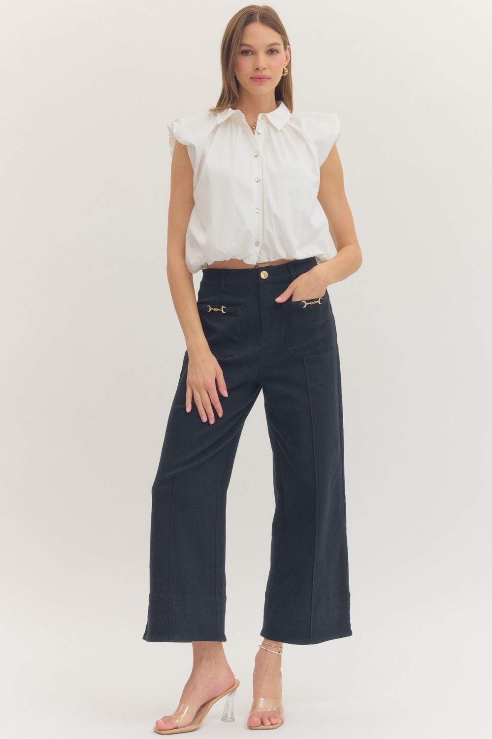 Horse Bit Navy Wide Leg Pants