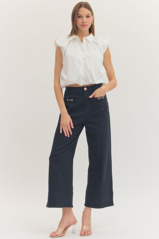 Horse Bit Navy Wide Leg Pants