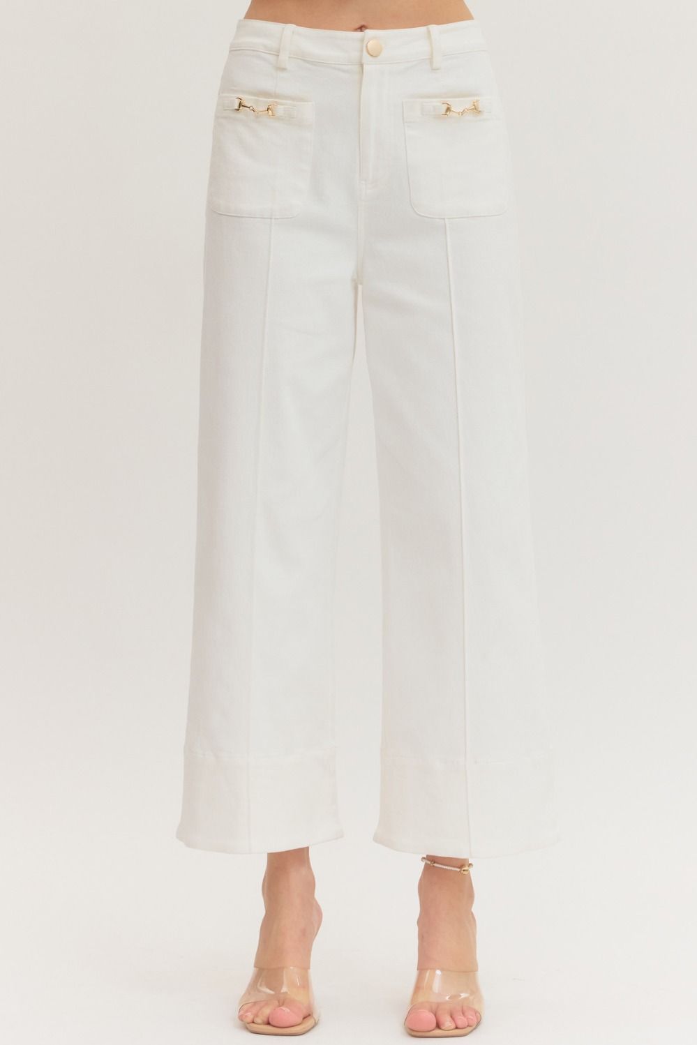 Horse Bit Off White Wide Leg Pants