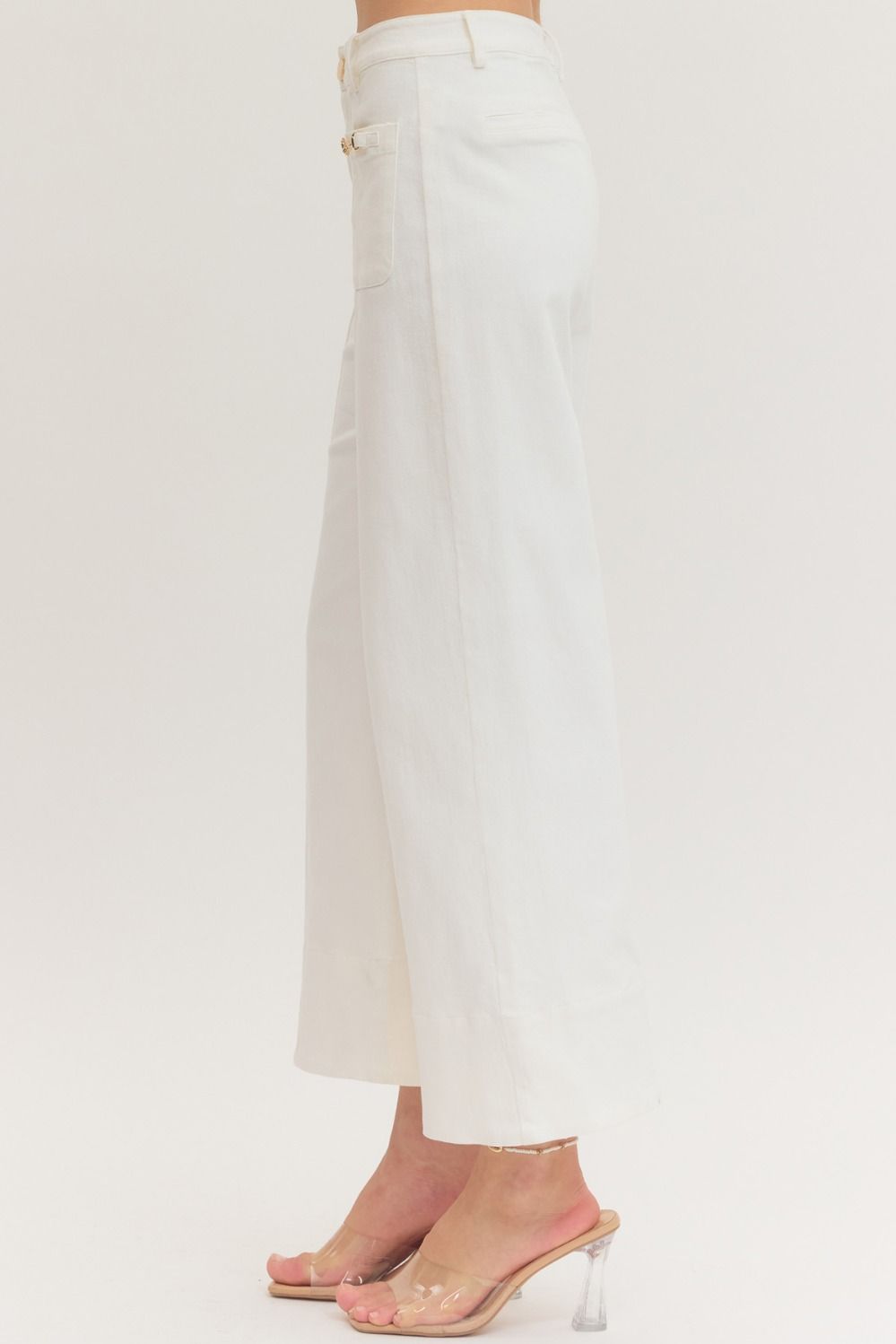 Horse Bit Off White Wide Leg Pants