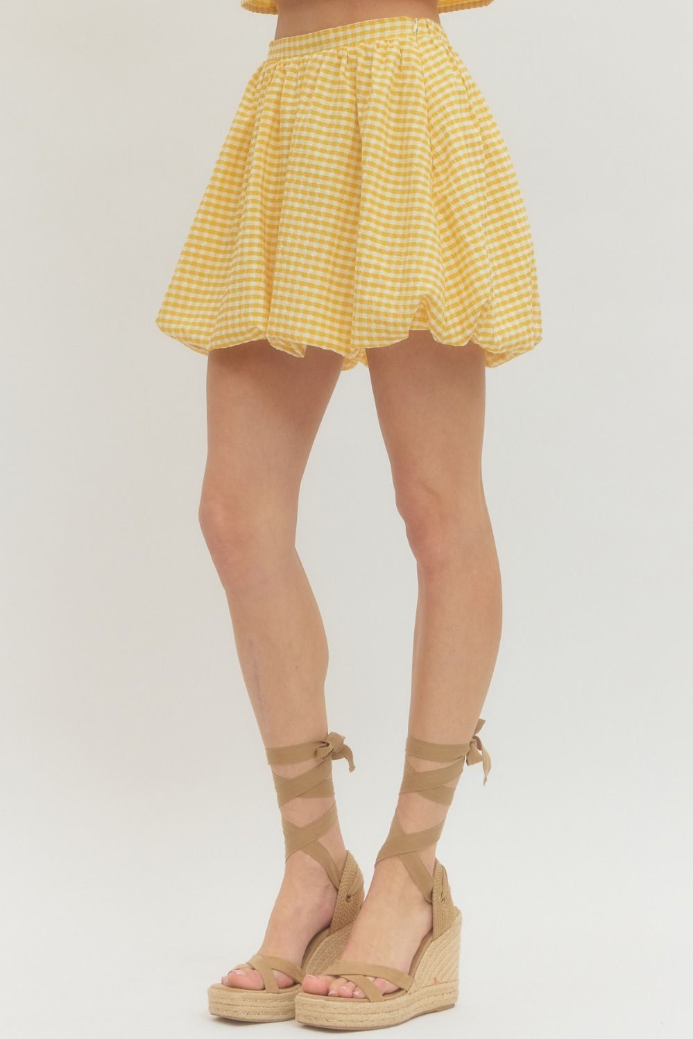 Yellow Gingham Mini Skirt