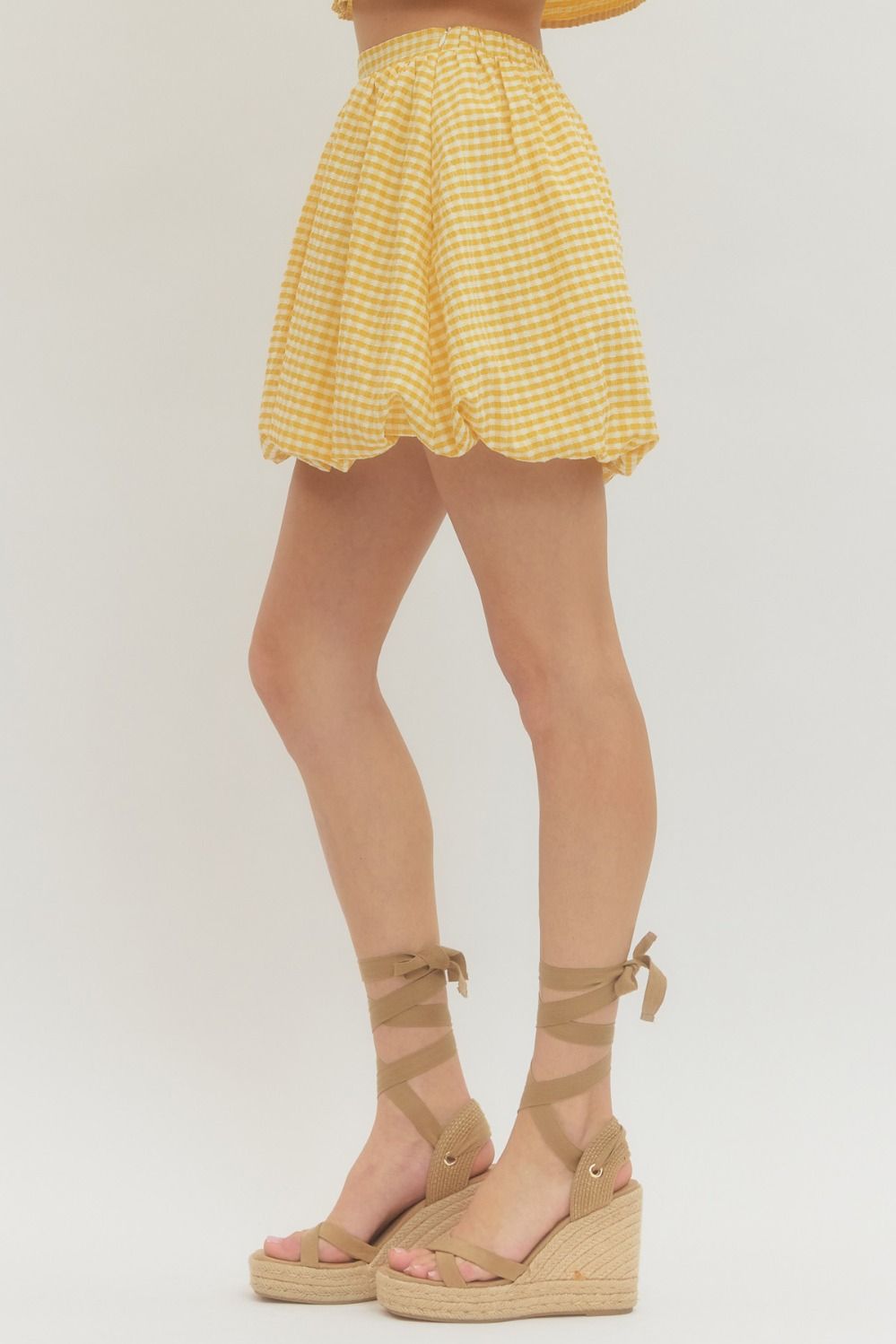Yellow Gingham Mini Skirt