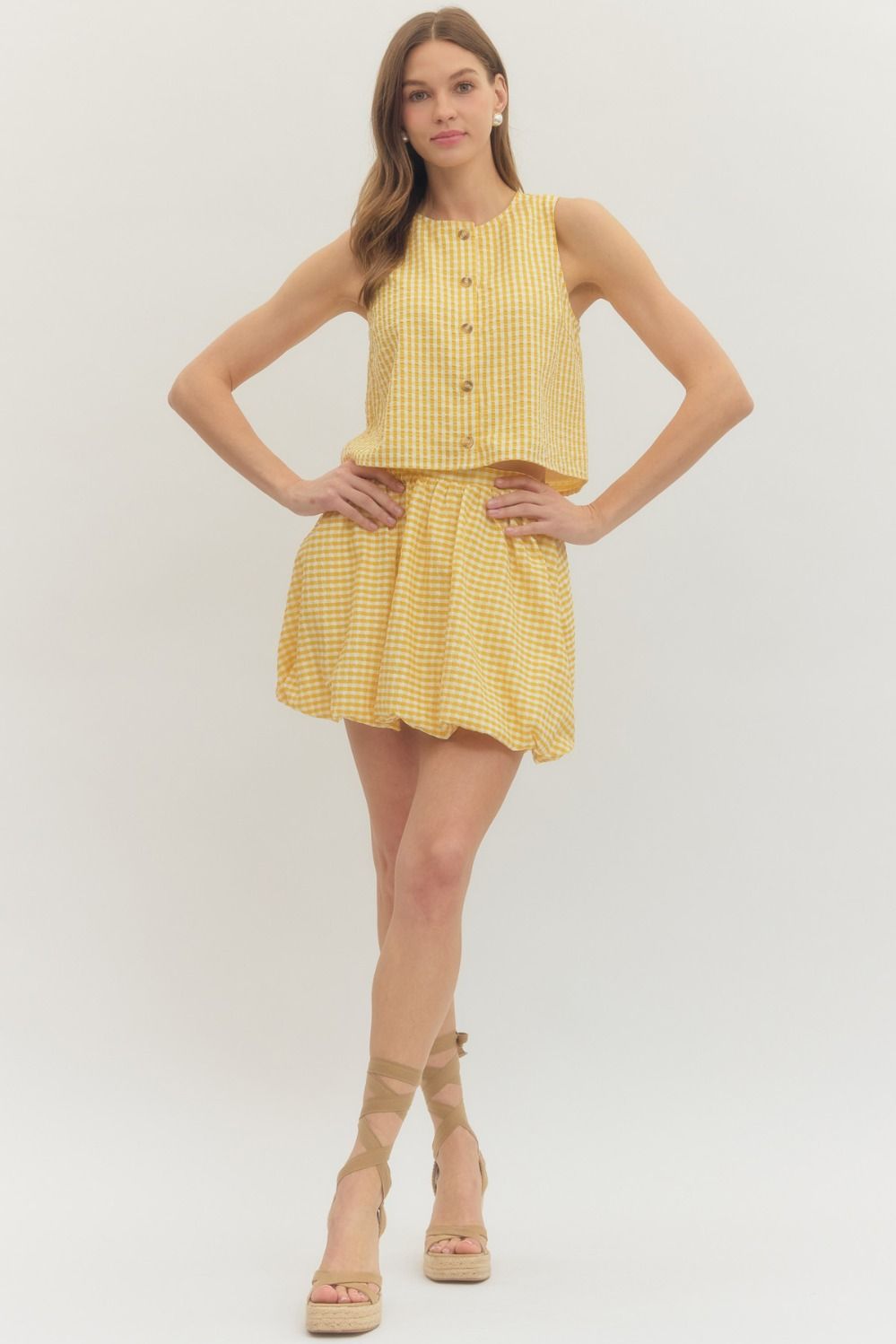 Yellow Gingham Mini Skirt
