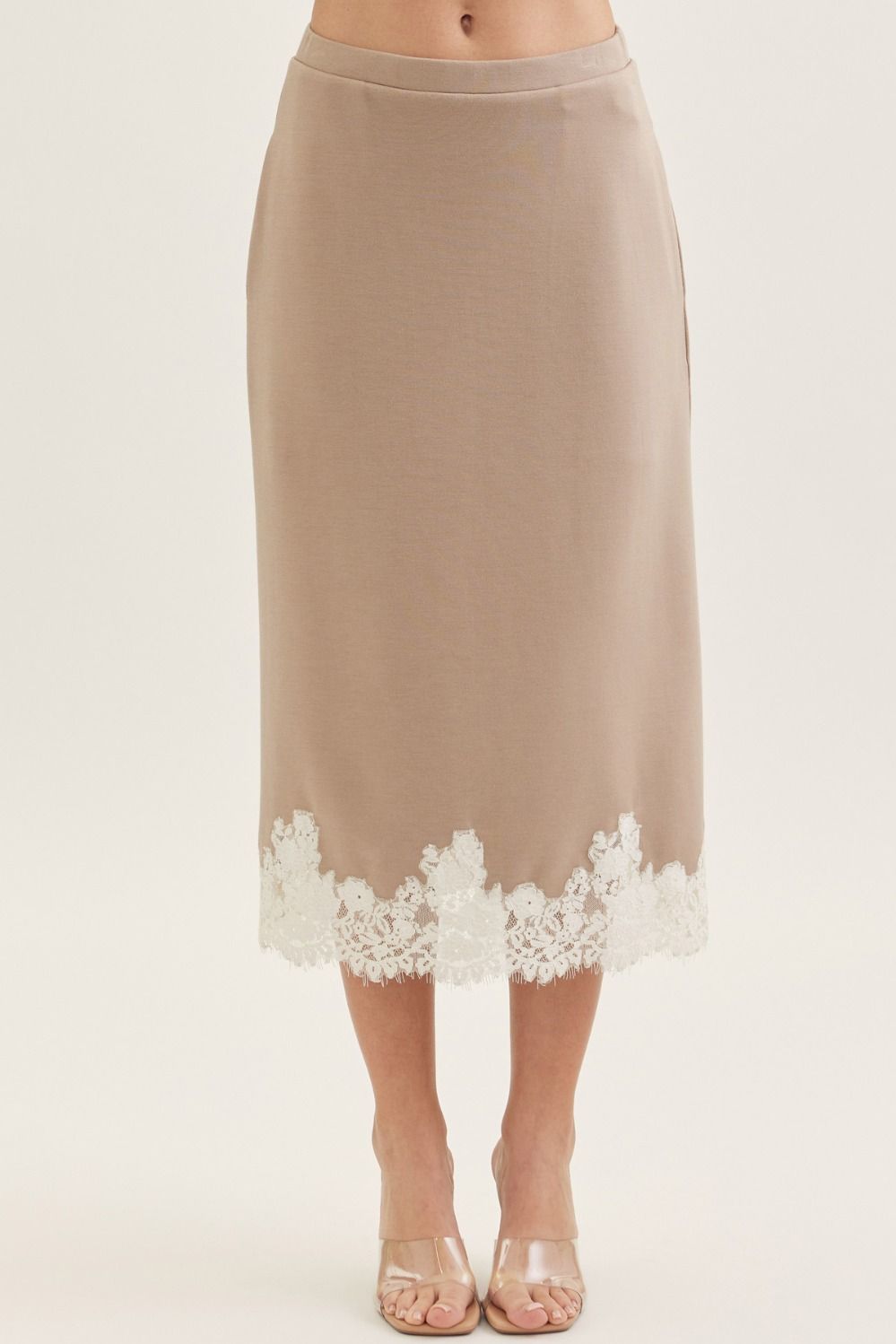 Almond Midi Skirt with Lace (part of set)