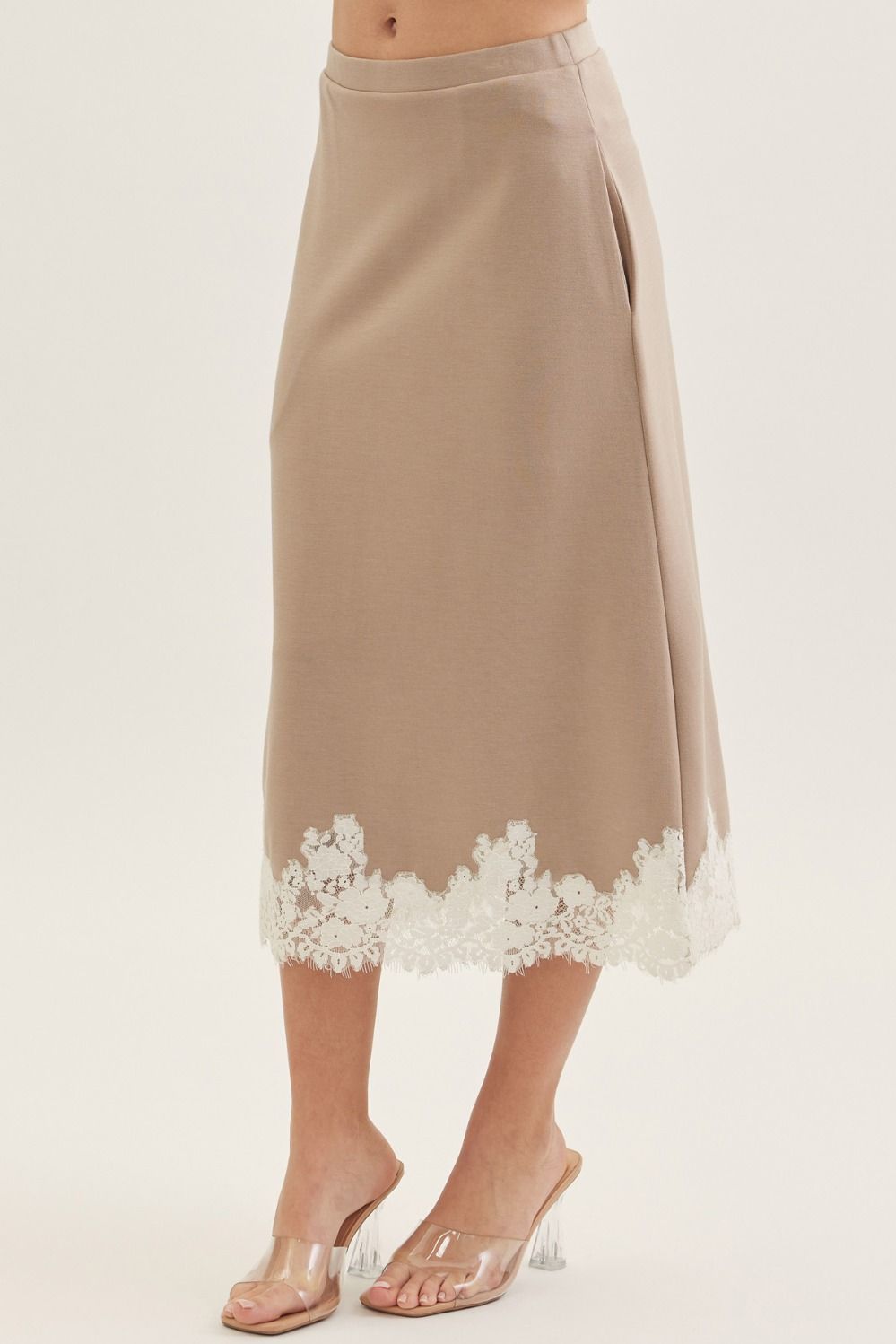 Almond Midi Skirt with Lace (part of set)
