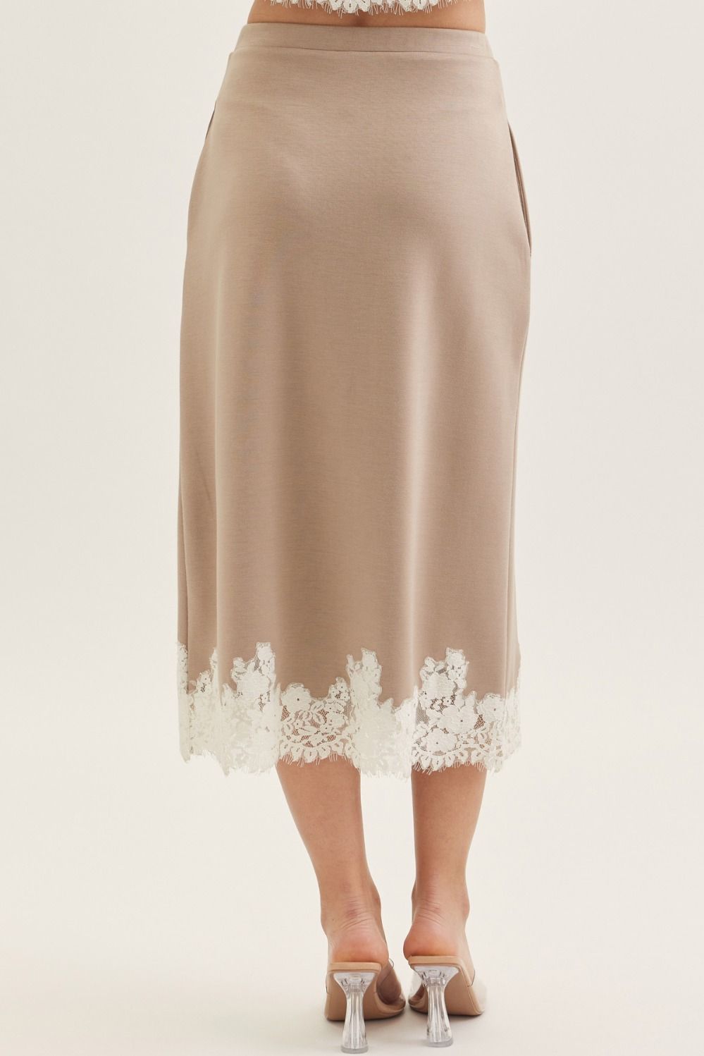 Almond Midi Skirt with Lace (part of set)