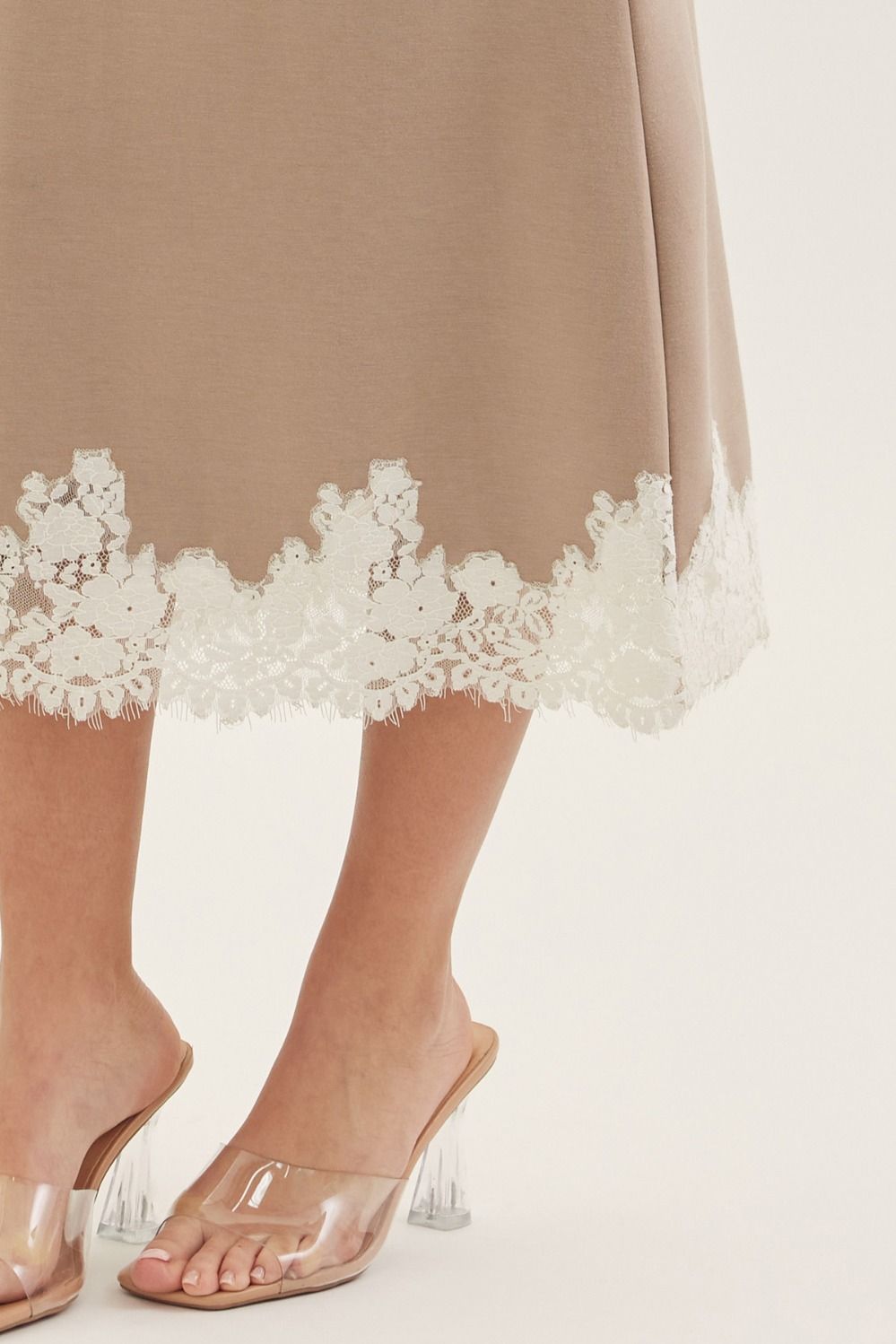Almond Midi Skirt with Lace (part of set)