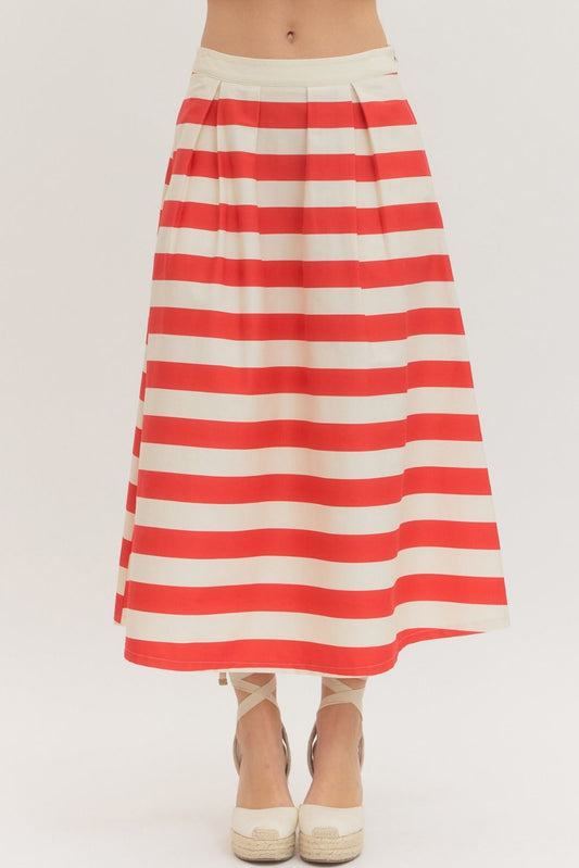 Red Striped Maxi Skirt (part of a set)