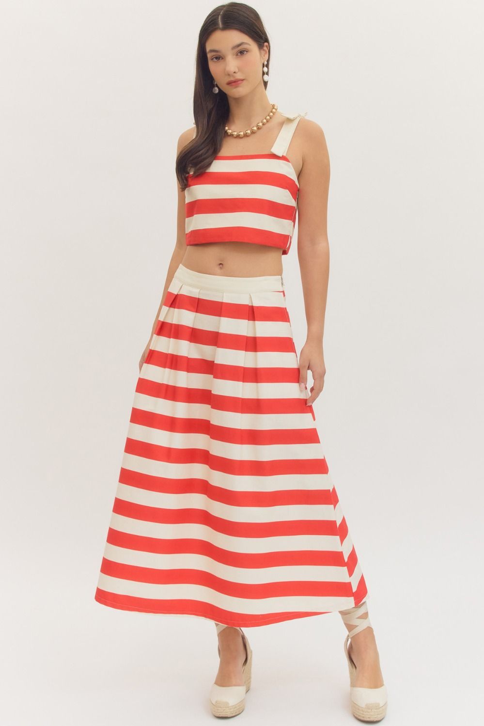 Red Striped Maxi Skirt (part of a set)