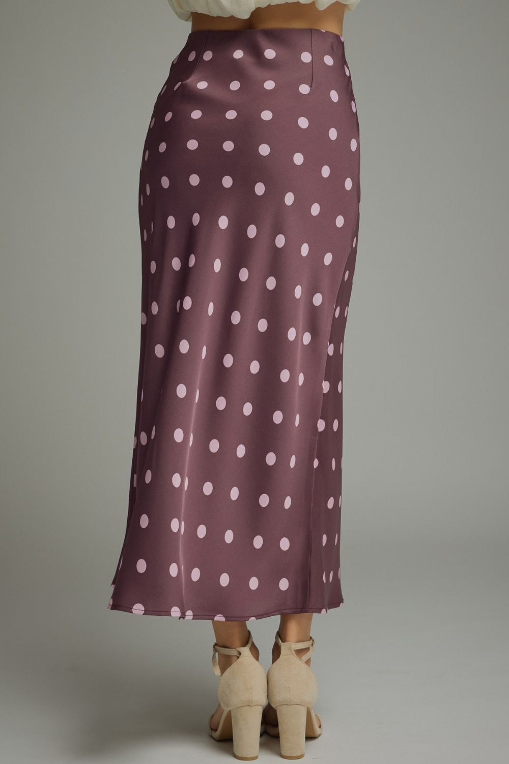 Plum Polka Dot Midi Skirt