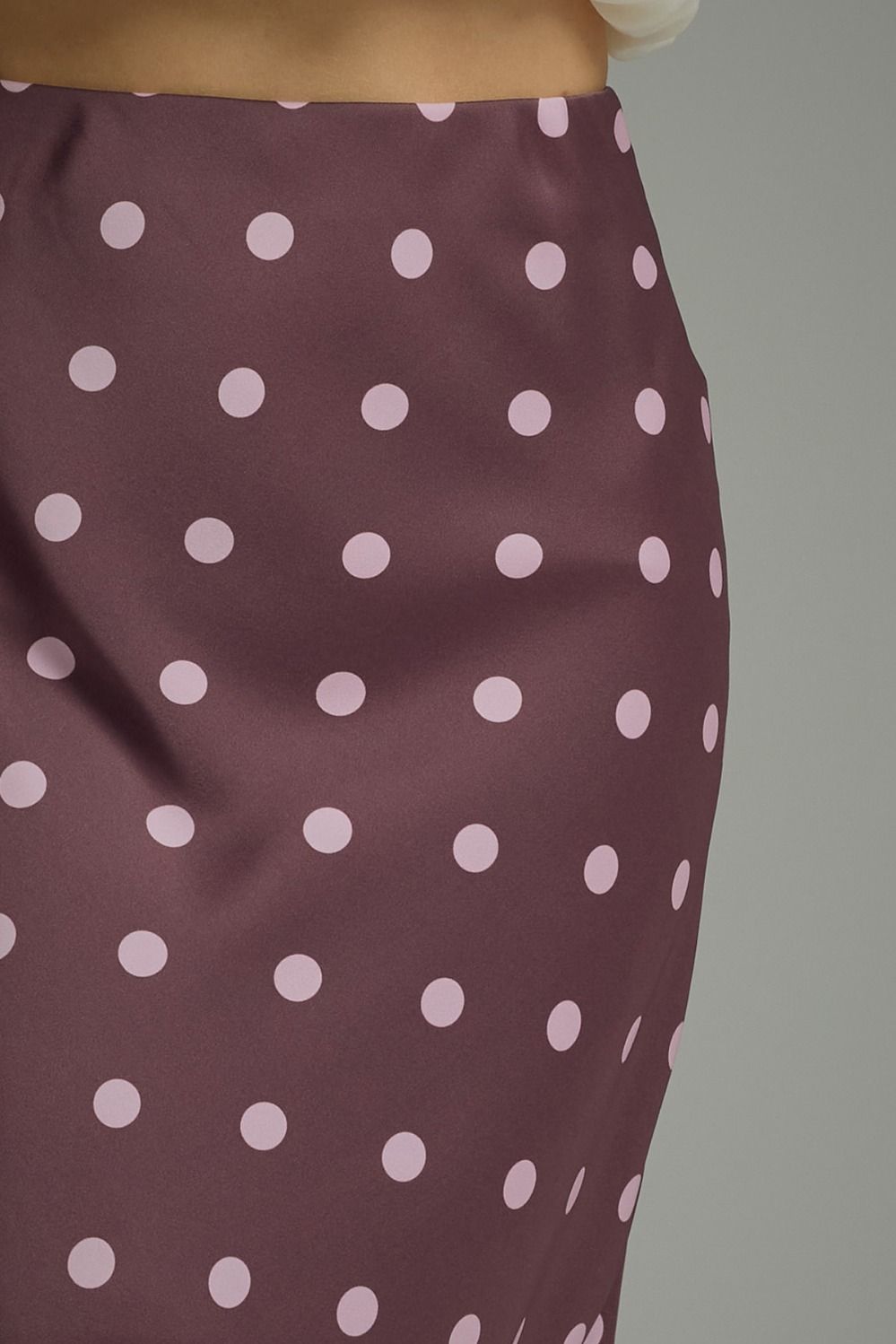 Plum Polka Dot Midi Skirt