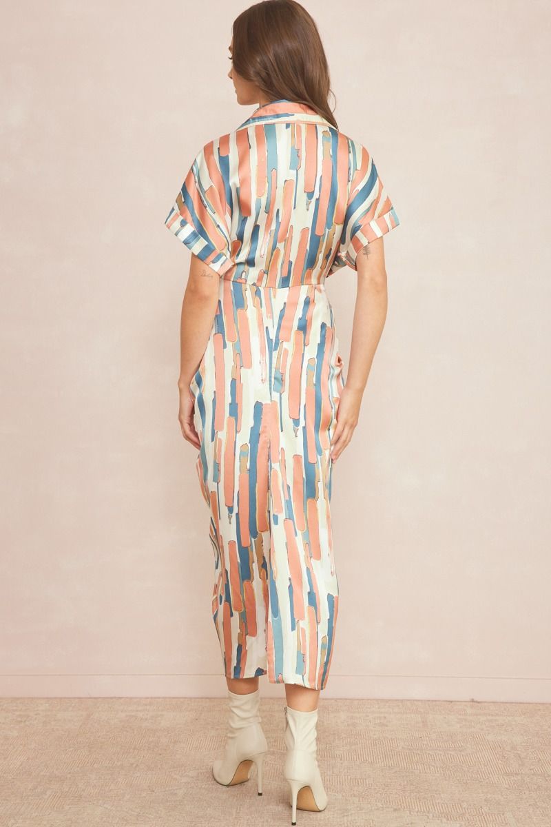 Sunset Strokes Satin Midi Dress