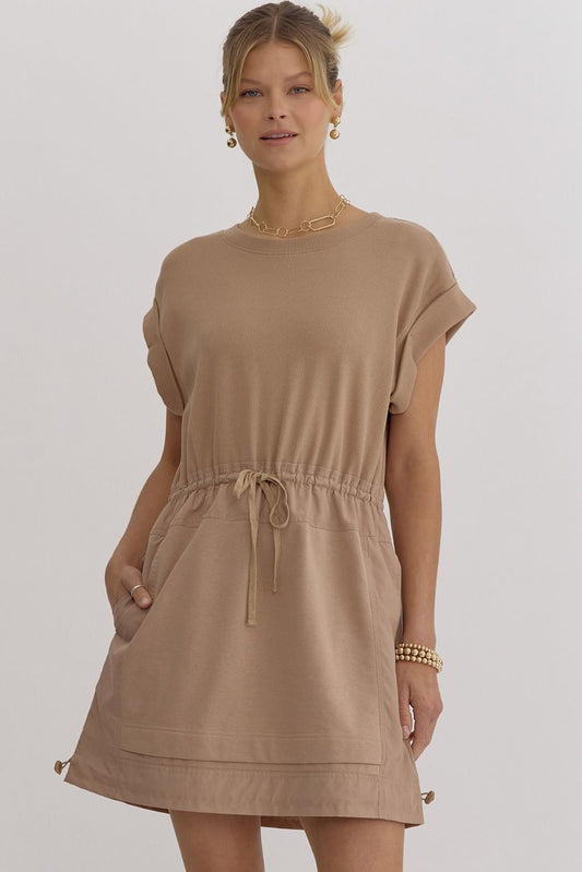 Tan Drawstring Dress