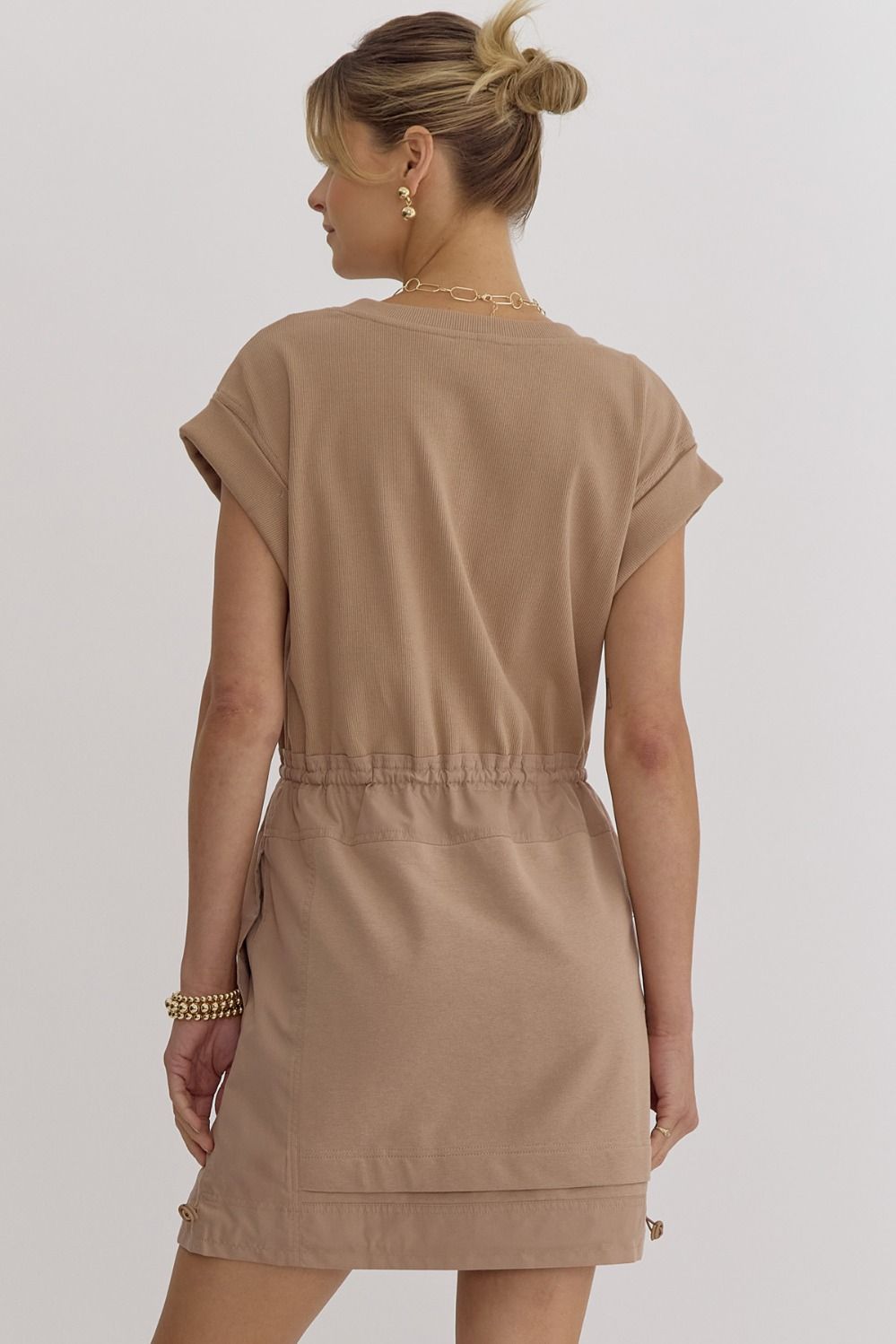 Tan Drawstring Dress