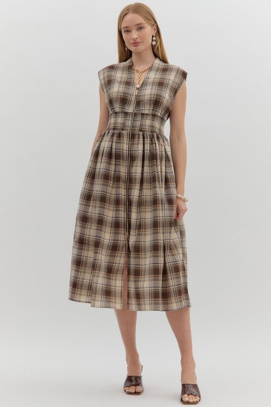 Prairie Muse Plaid Midi Dress