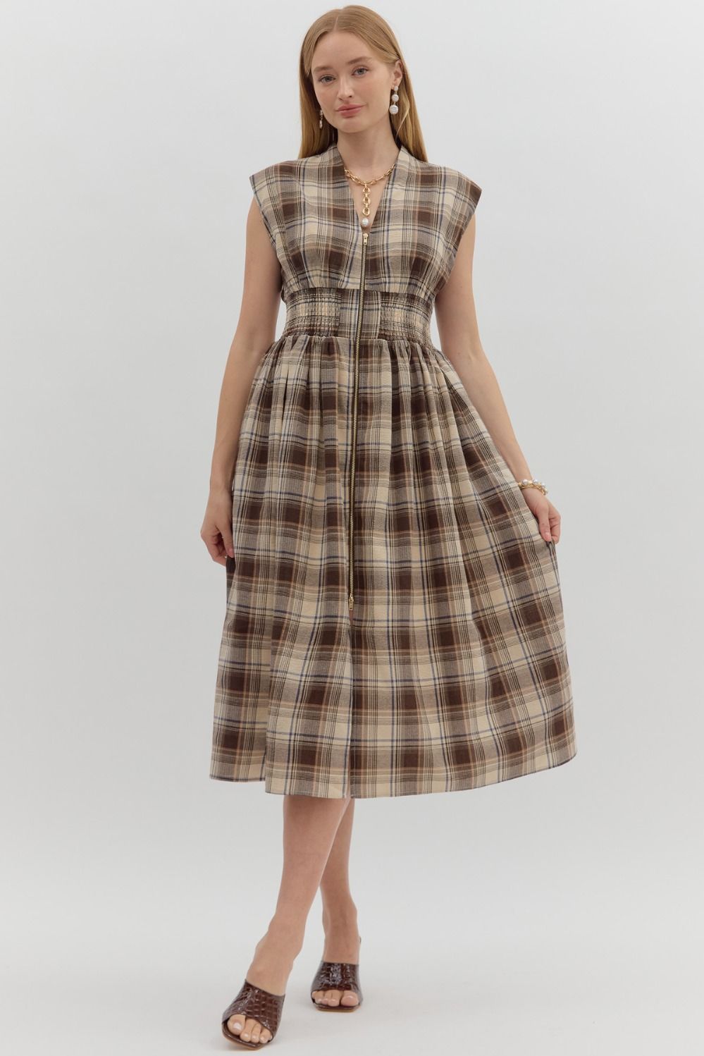 Prairie Muse Plaid Midi Dress