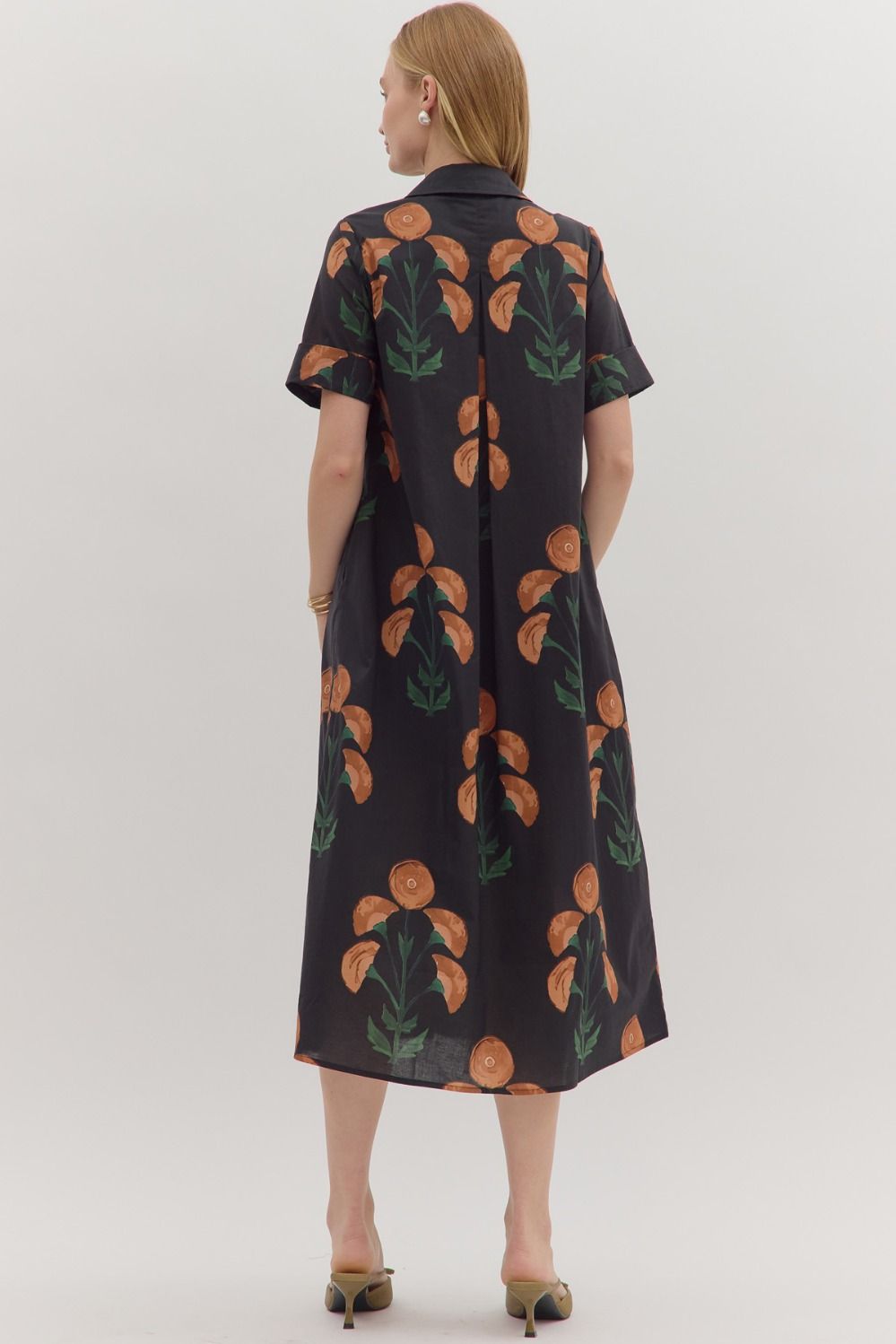 Black Floral Midi Dress