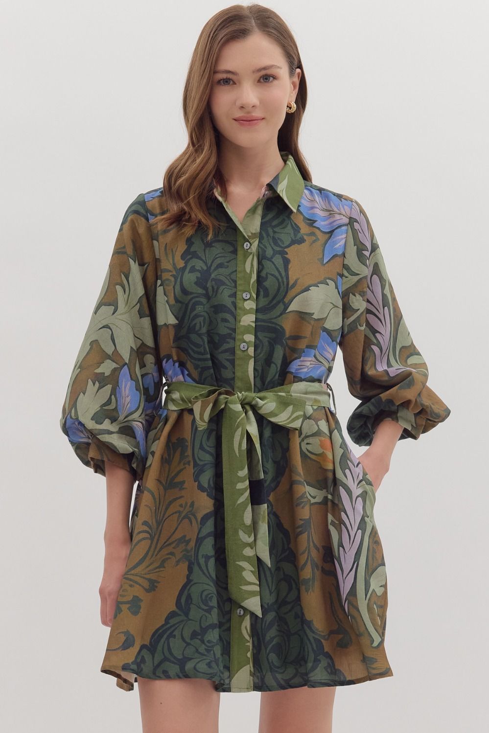 Botanical Print Mini Dress