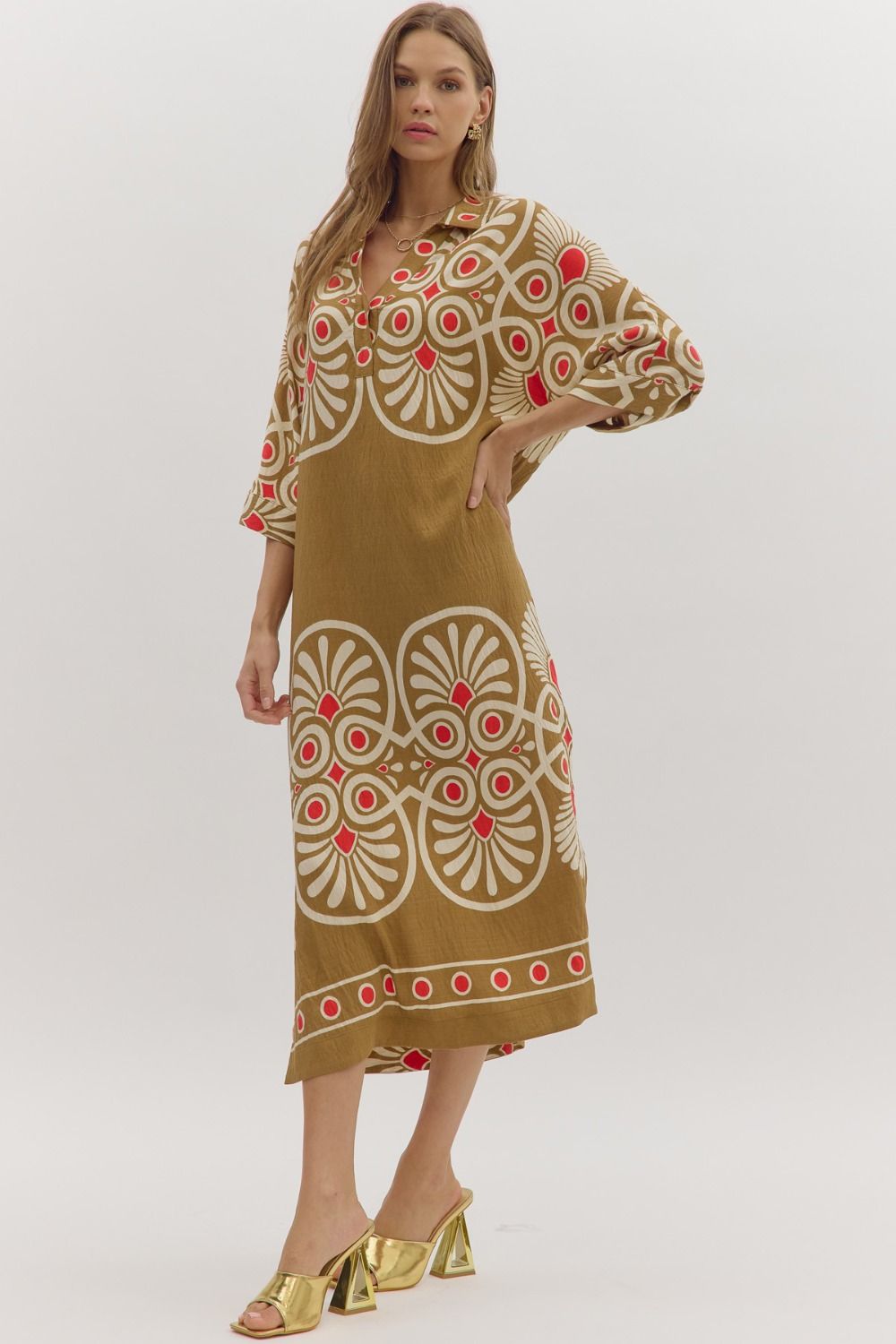 Geometric Fall Midi Dress