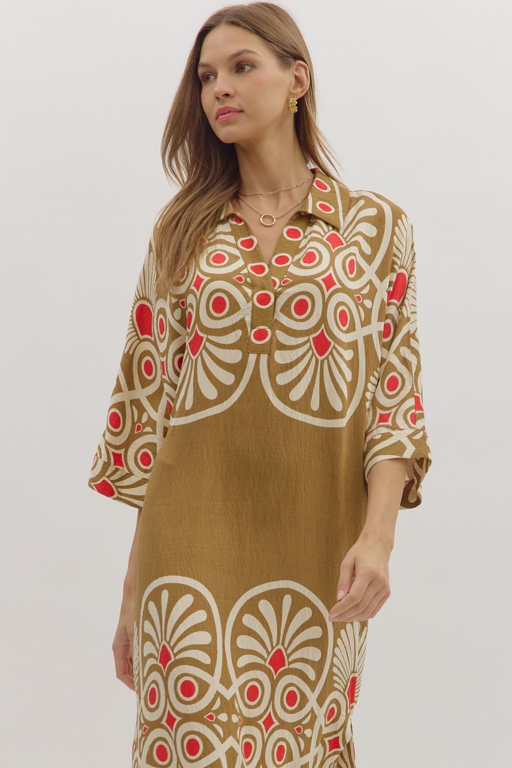 Geometric Fall Midi Dress