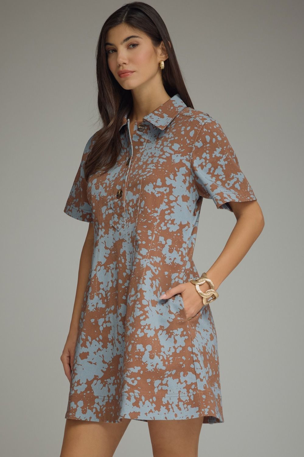 Blue and Brown Denim Dress