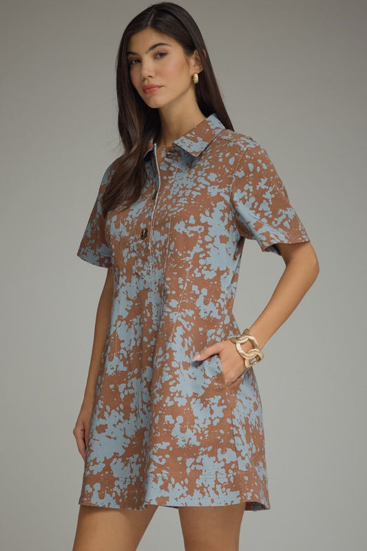 Blue and Brown Denim Dress