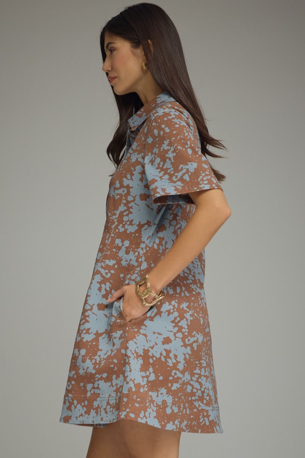 Blue and Brown Denim Dress