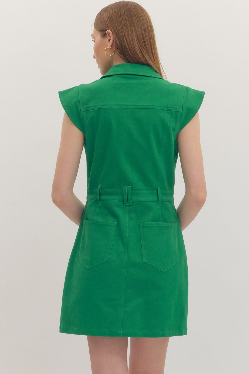 Green Button Up Mini Dress