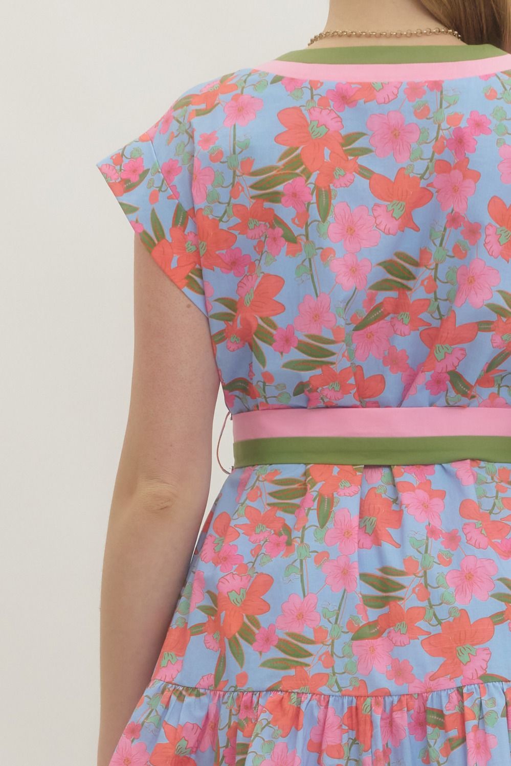 Floral Blue Line Mini Dress