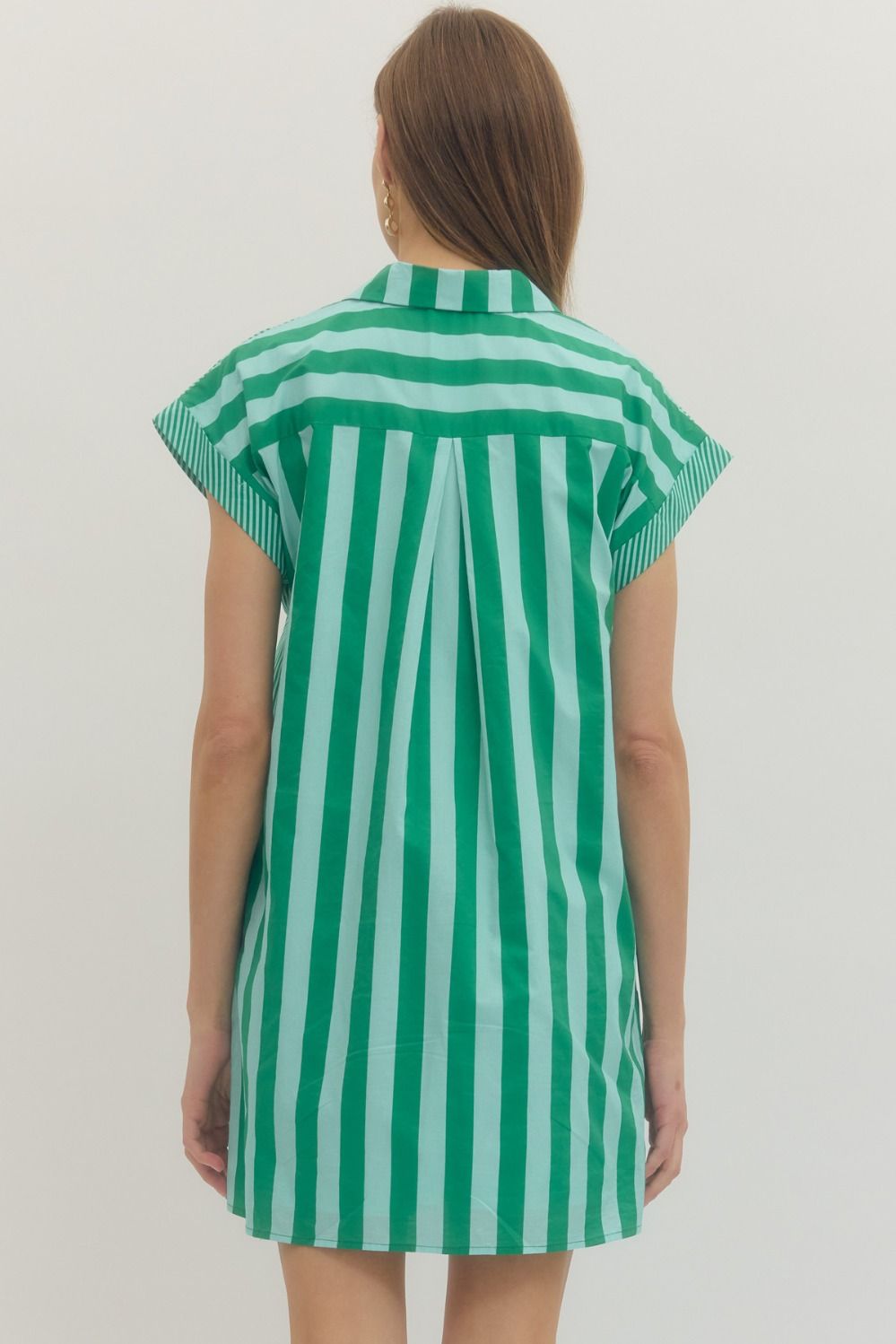 Green + Sky Blue Striped Dress