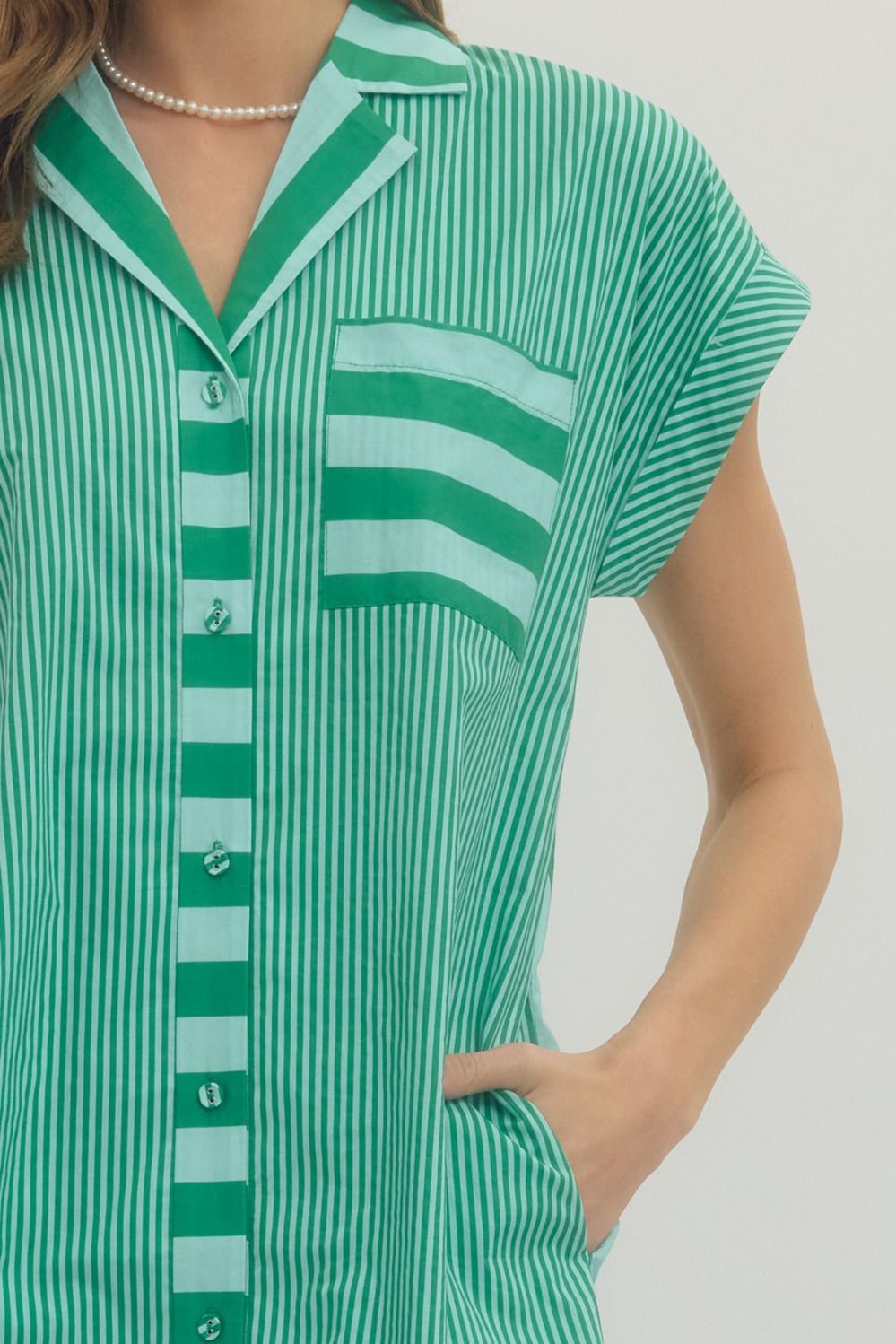 Green + Sky Blue Striped Dress