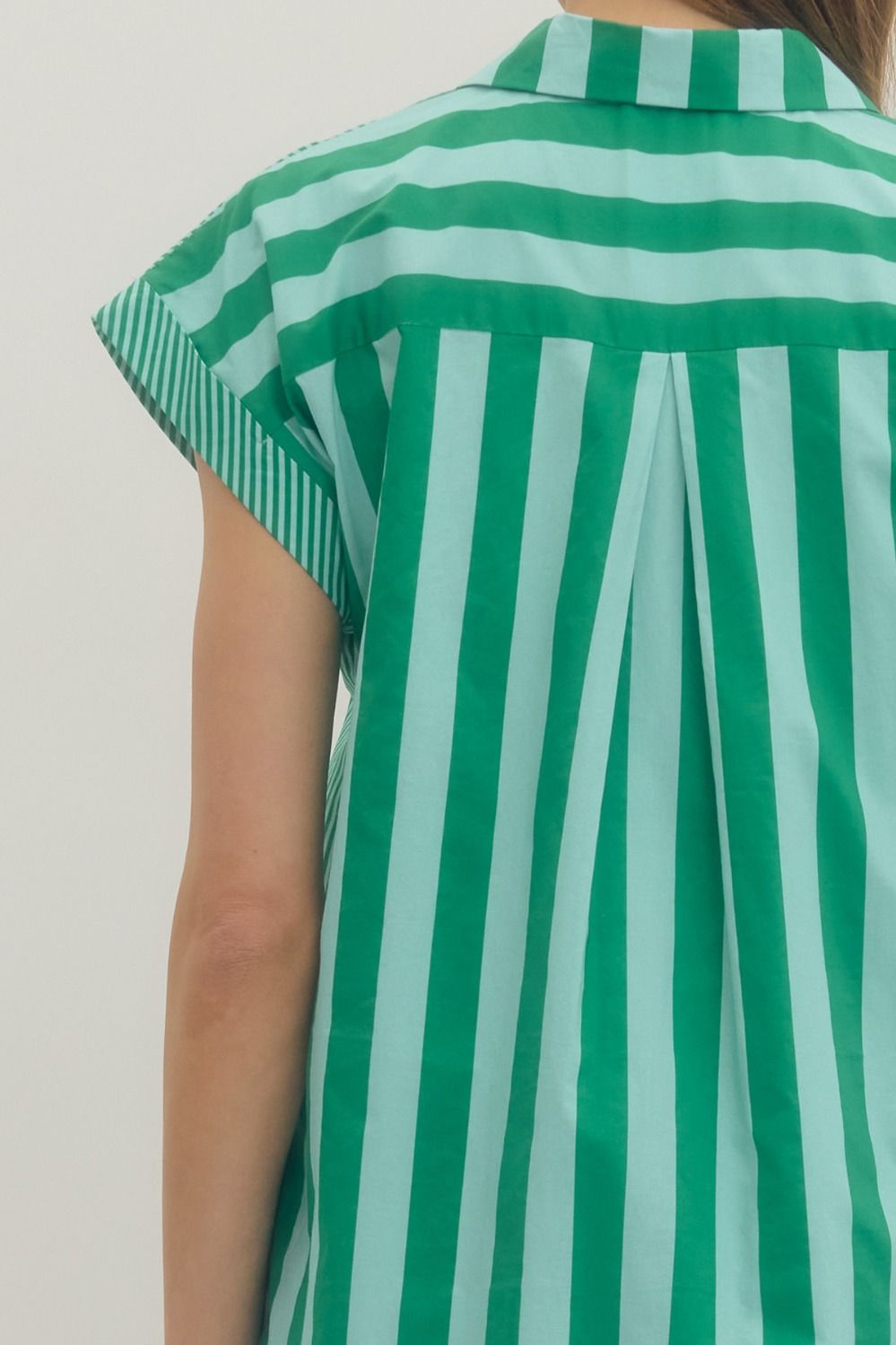 Green + Sky Blue Striped Dress