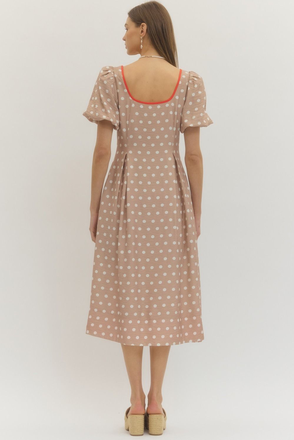 Polkadot Almond Midi Dress
