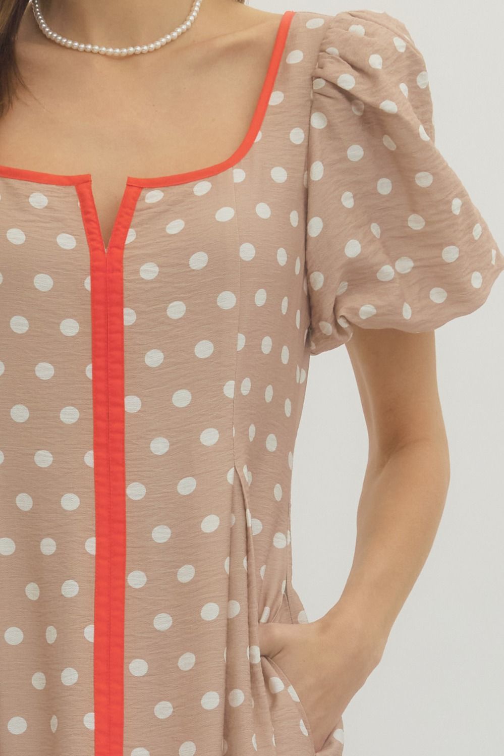 Polkadot Almond Midi Dress