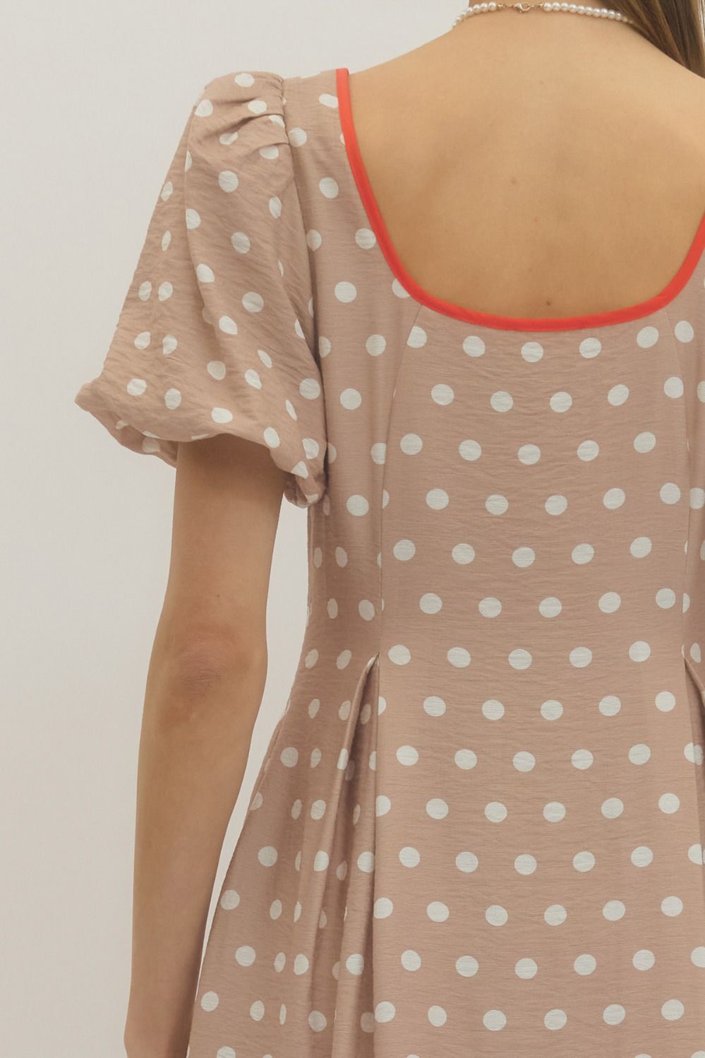 Polkadot Almond Midi Dress