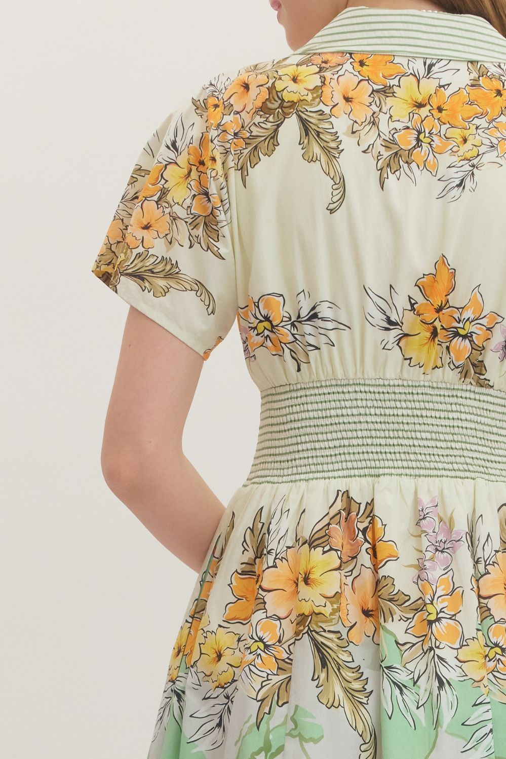 Orange and Sage Nautical Midi Dress