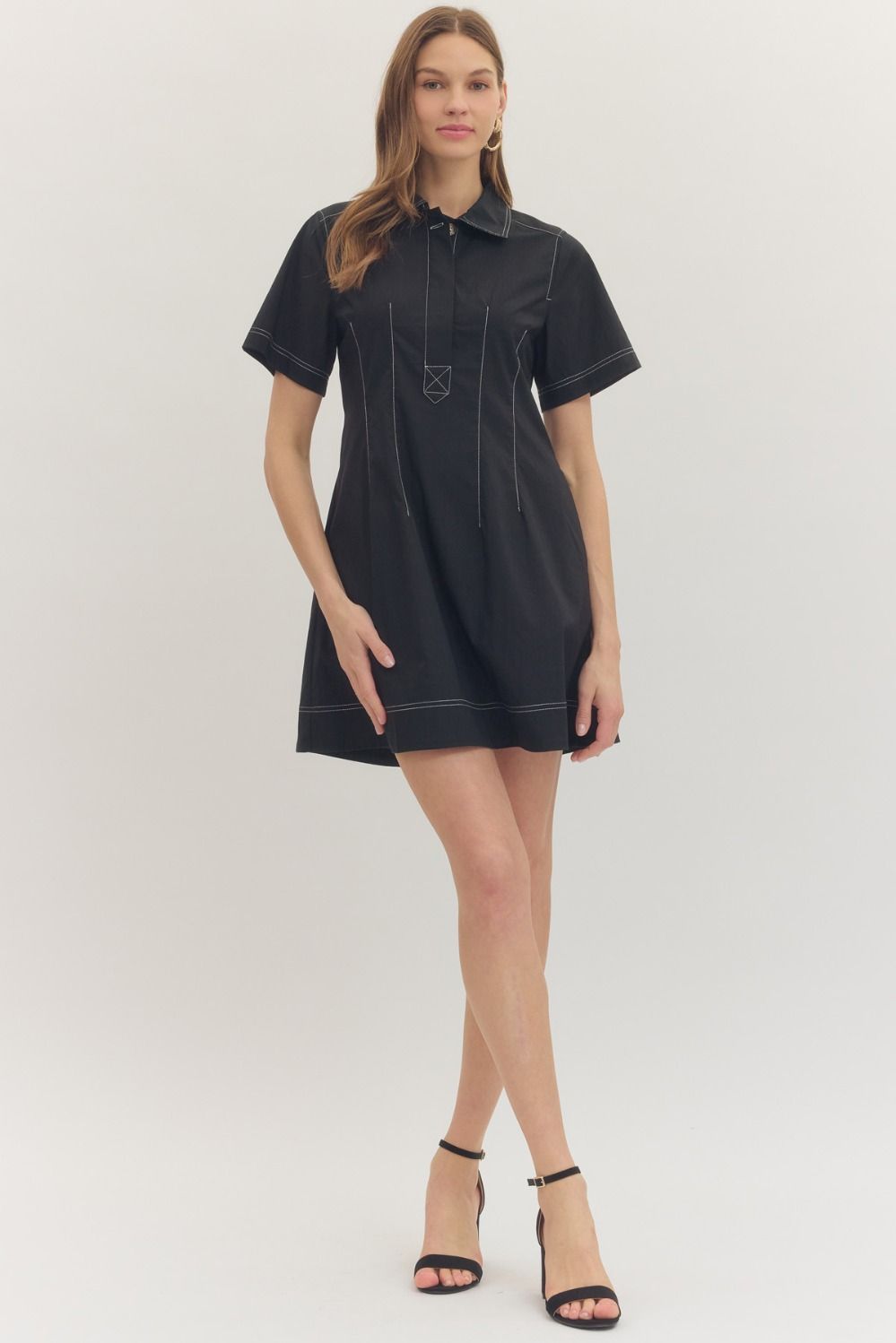 Black Stitched Mini Dress