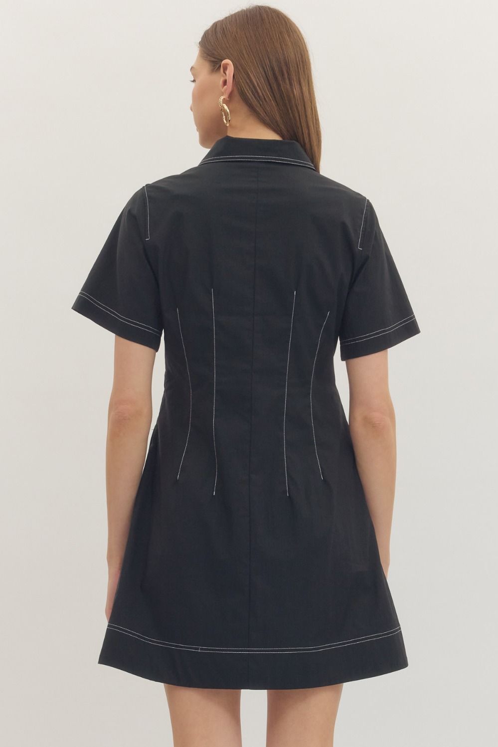 Black Stitched Mini Dress