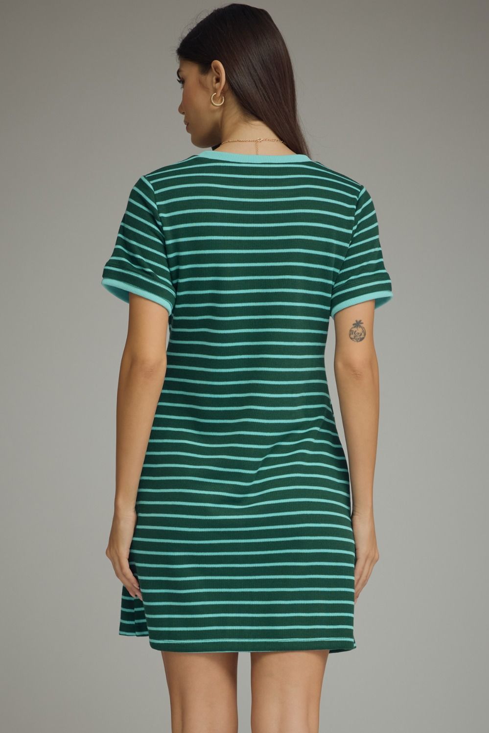 STRIPED MINI DRESS WITH WAIST TIE