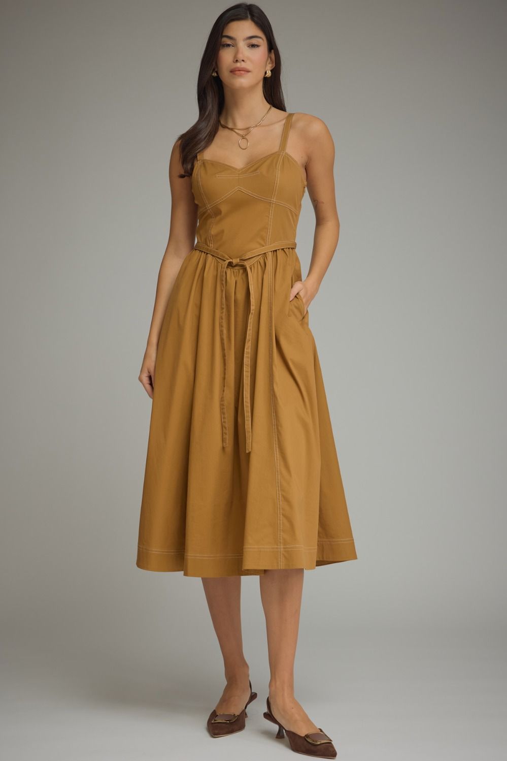 Caramel Classic Midi Dress
