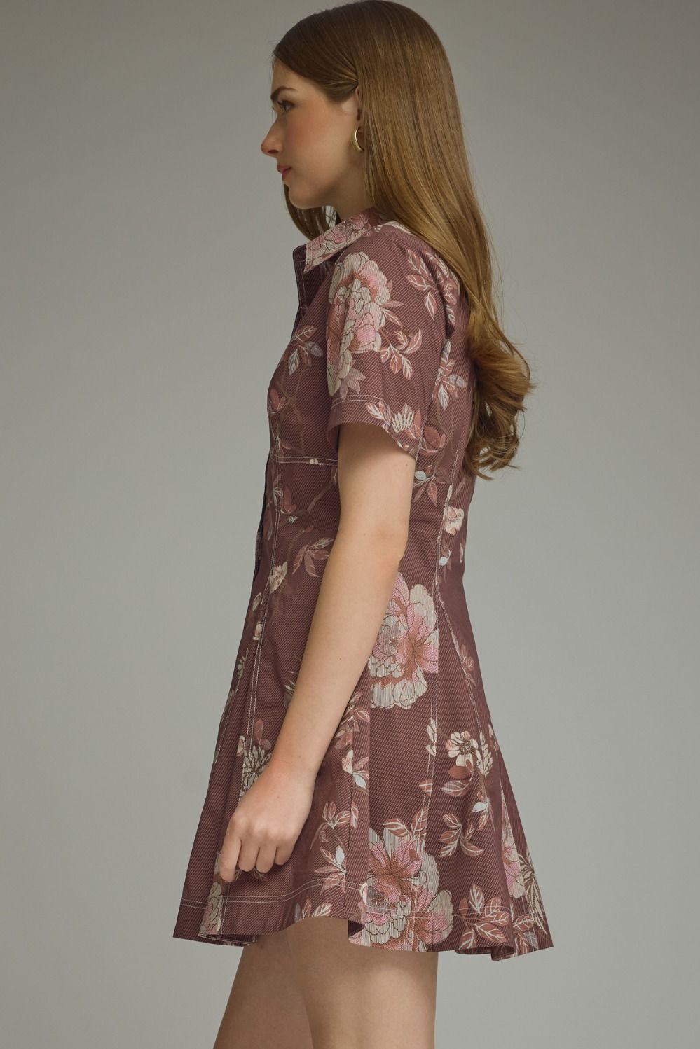 Red Bean Floral Print Mini Dress