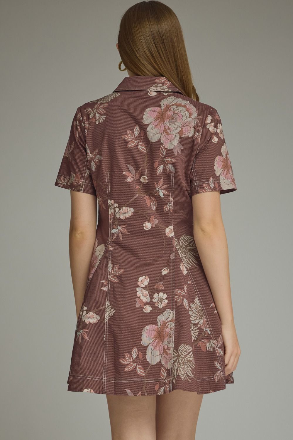 Red Bean Floral Print Mini Dress