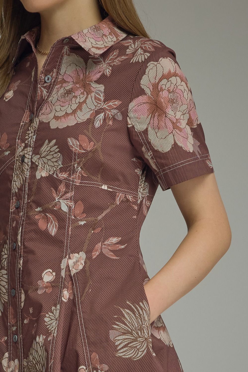 Red Bean Floral Print Mini Dress