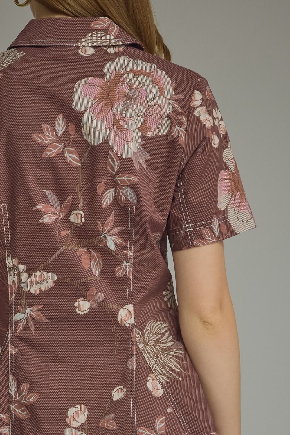 Red Bean Floral Print Mini Dress